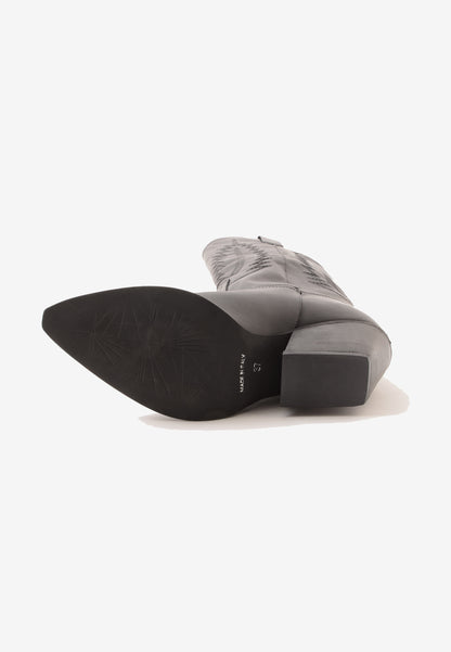 DIVINE FOLLIE - Texano Ricamo Vera Pelle Nero