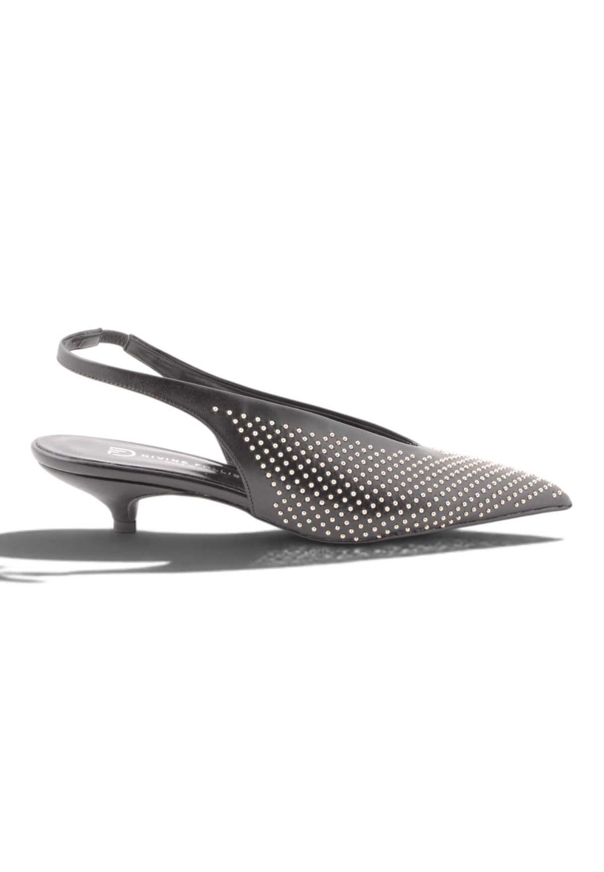 DIVINE FOLLIE - Slingback con Micro-Borchie e Tacco Kitten Nero