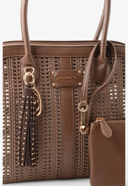 LA CARRIE - Borsa A Mano Intrecciata Marrone