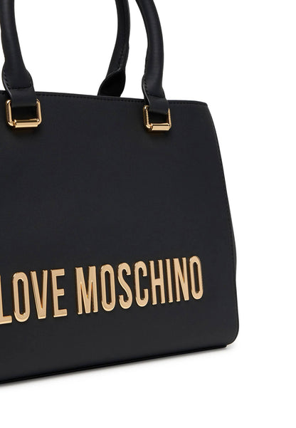 LOVE MOSCHINO - Borsa A Mano Lettering Soft Touch Nero