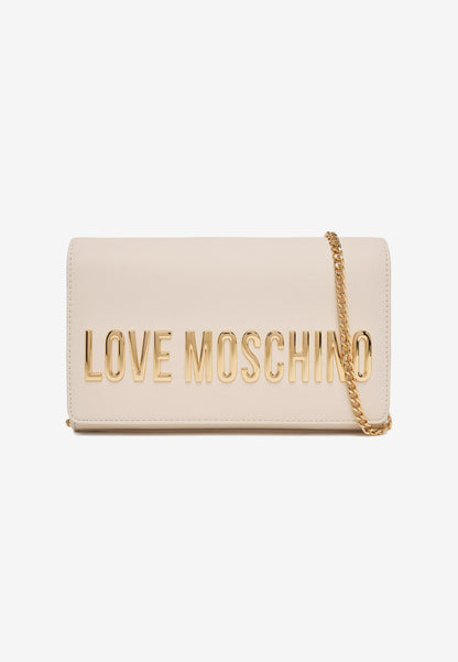 LOVE MOSCHINO - Borsetta A Tracolla Lettering Soft Touch Avorio