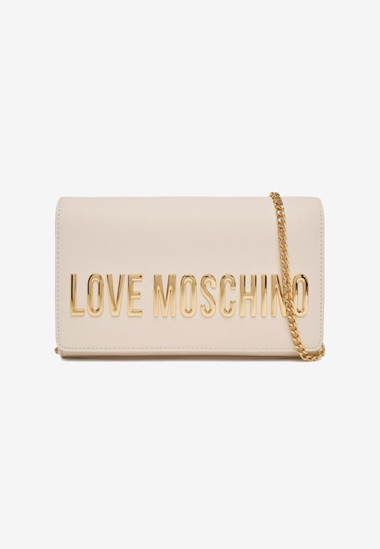 LOVE MOSCHINO - Borsetta A Tracolla Lettering Soft Touch Avorio