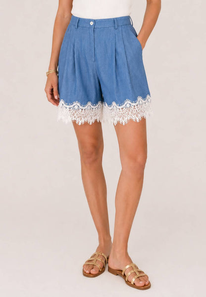 MINERVA - Bermuda Chambray con Pizzo
