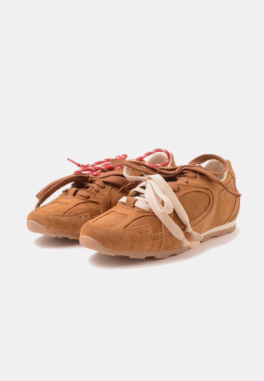 DIVINE FOLLIE - Sneakers in suede Cuoio