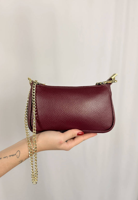 NUNZIA - Borsetta Vera Pelle ALICE Vino