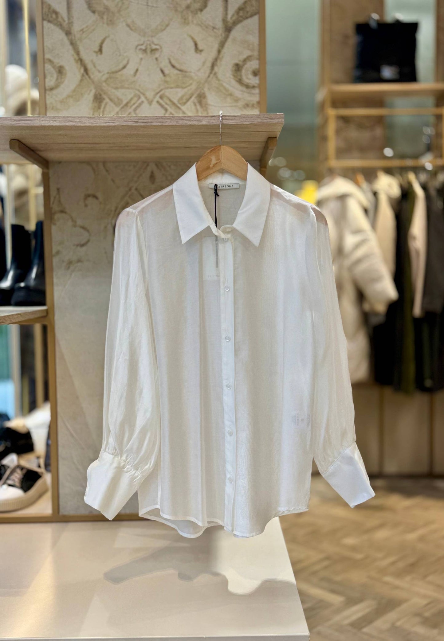 LE STREGHE - Camicia Fluida Satinata Panna