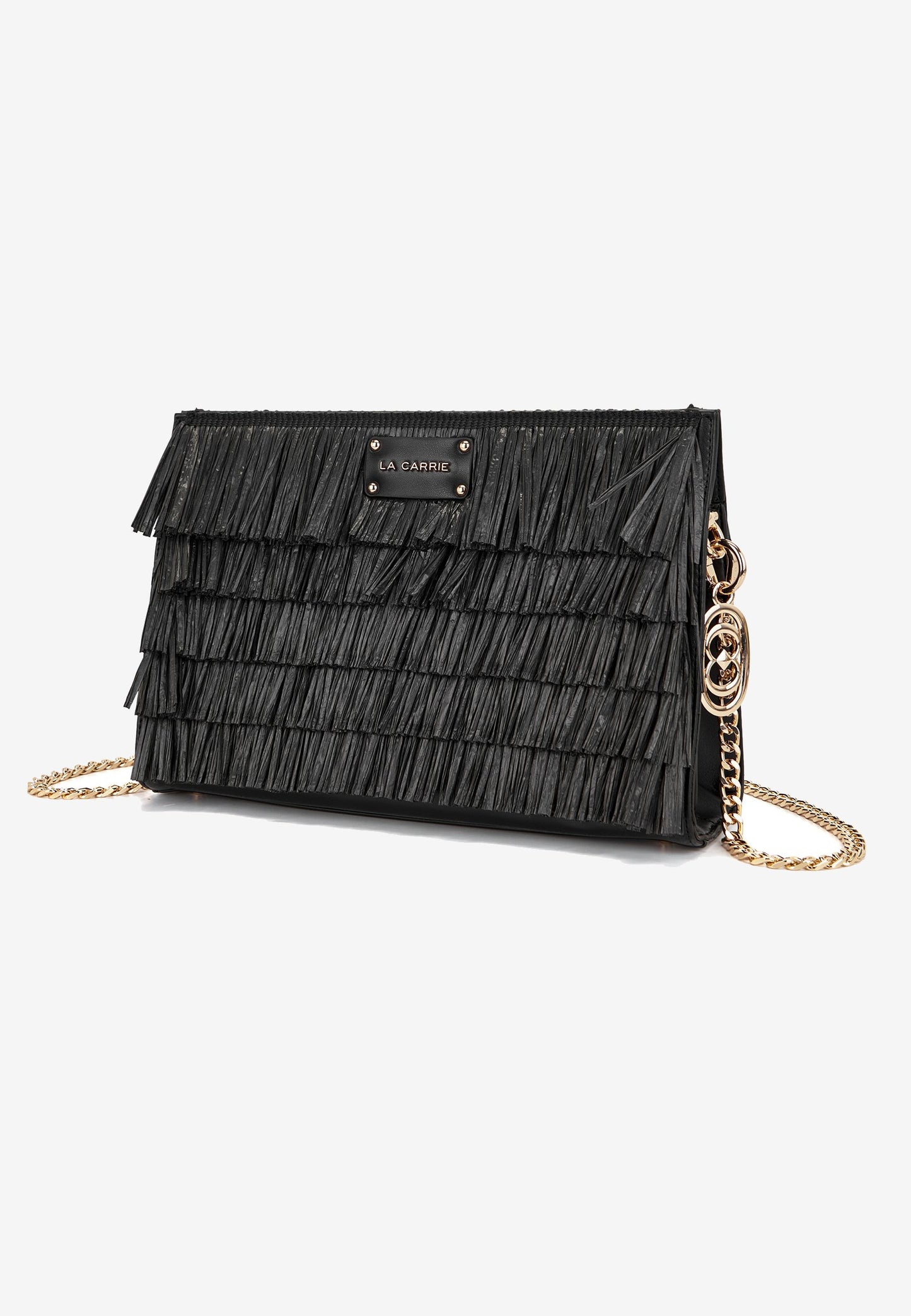 LA CARRIE - Pochette In Raffia Sunflower Nero