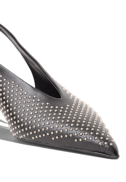 DIVINE FOLLIE - Slingback con Micro-Borchie e Tacco Kitten Nero