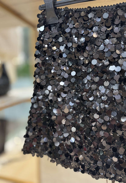 LE STREGHE - Gonna Mini Paillettes Nero