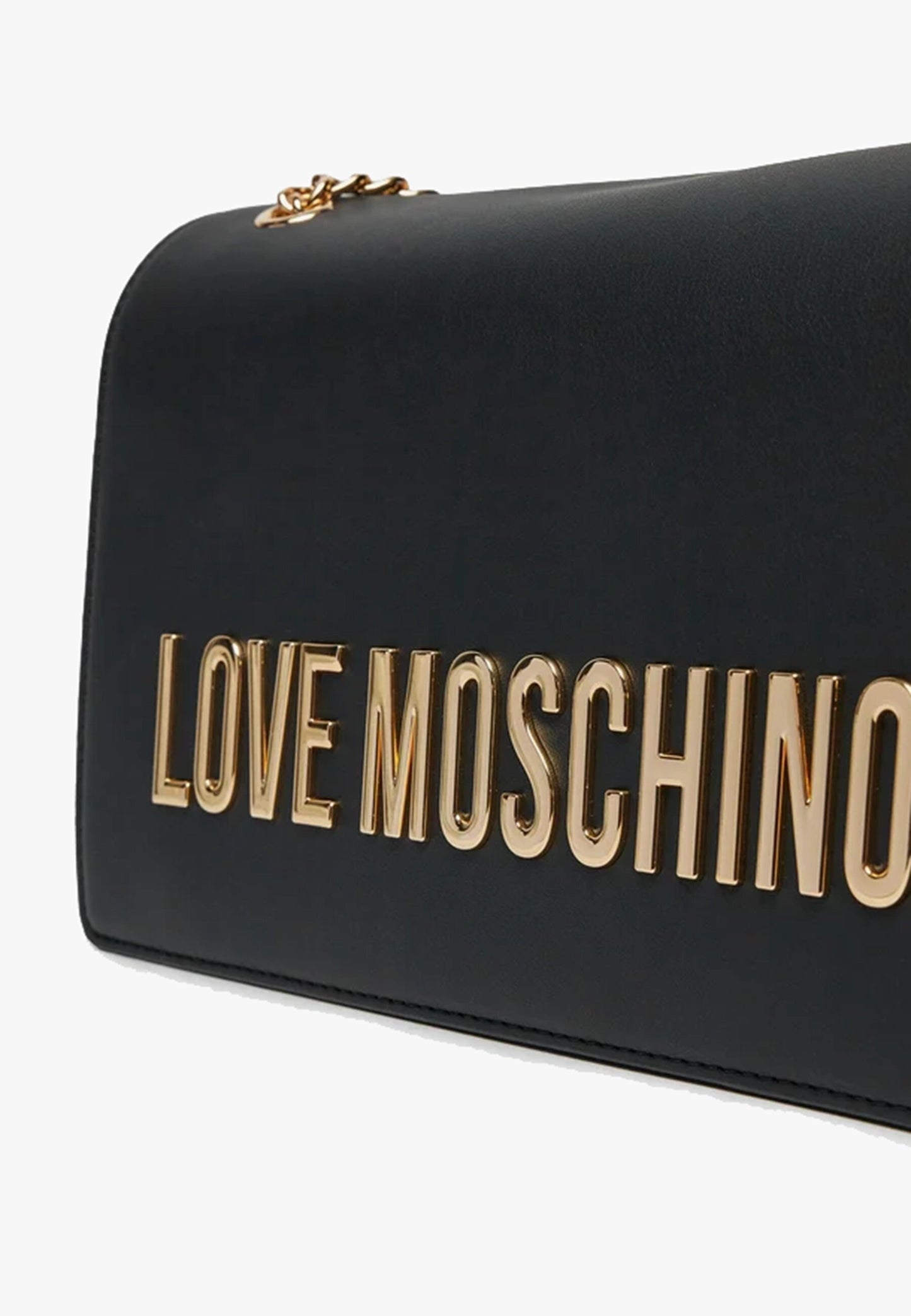 LOVE MOSCHINO - Borsa A Spalla Lettering Soft Touch Nero Oro