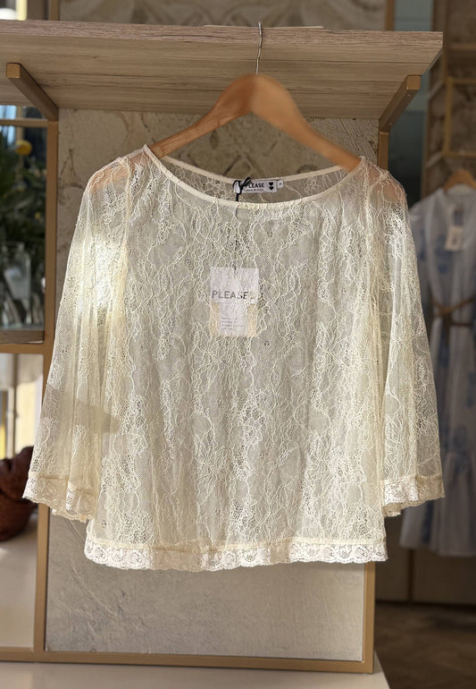 PLEAASE - Maglia Pizzo Giallo