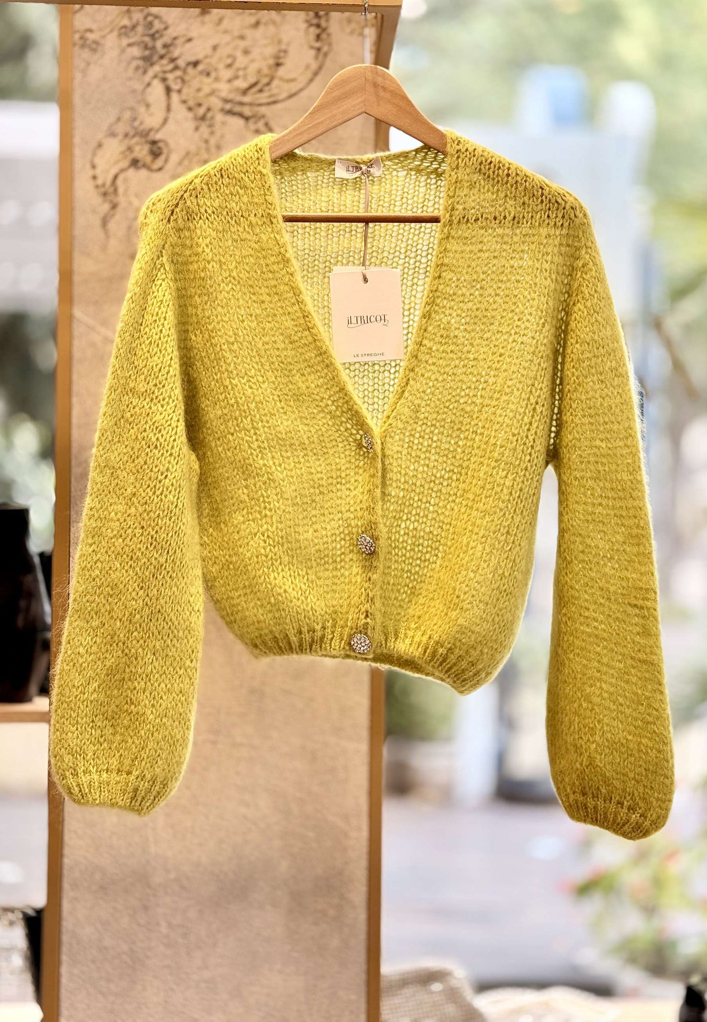 LE STREGHE - Cardigan In Mohair Lime