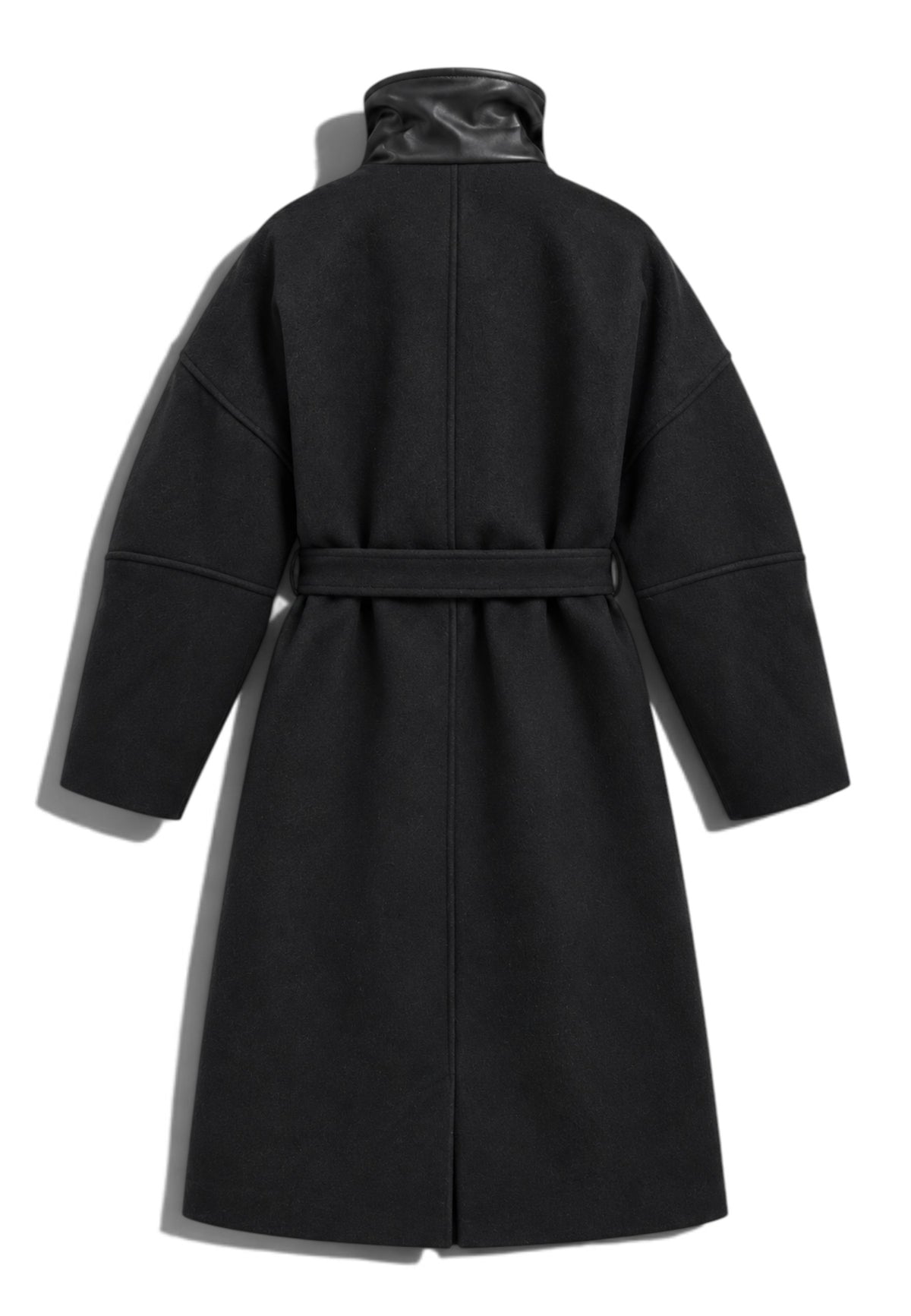 LE STREGHE - Cappotto Over Collo Ecopelle Nero