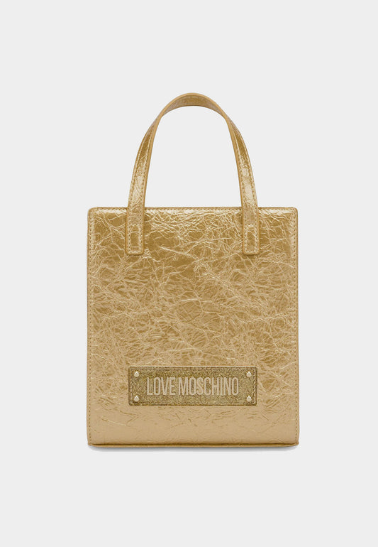 LOVE MOSCHINO – Goldlaminierte Umhängetasche