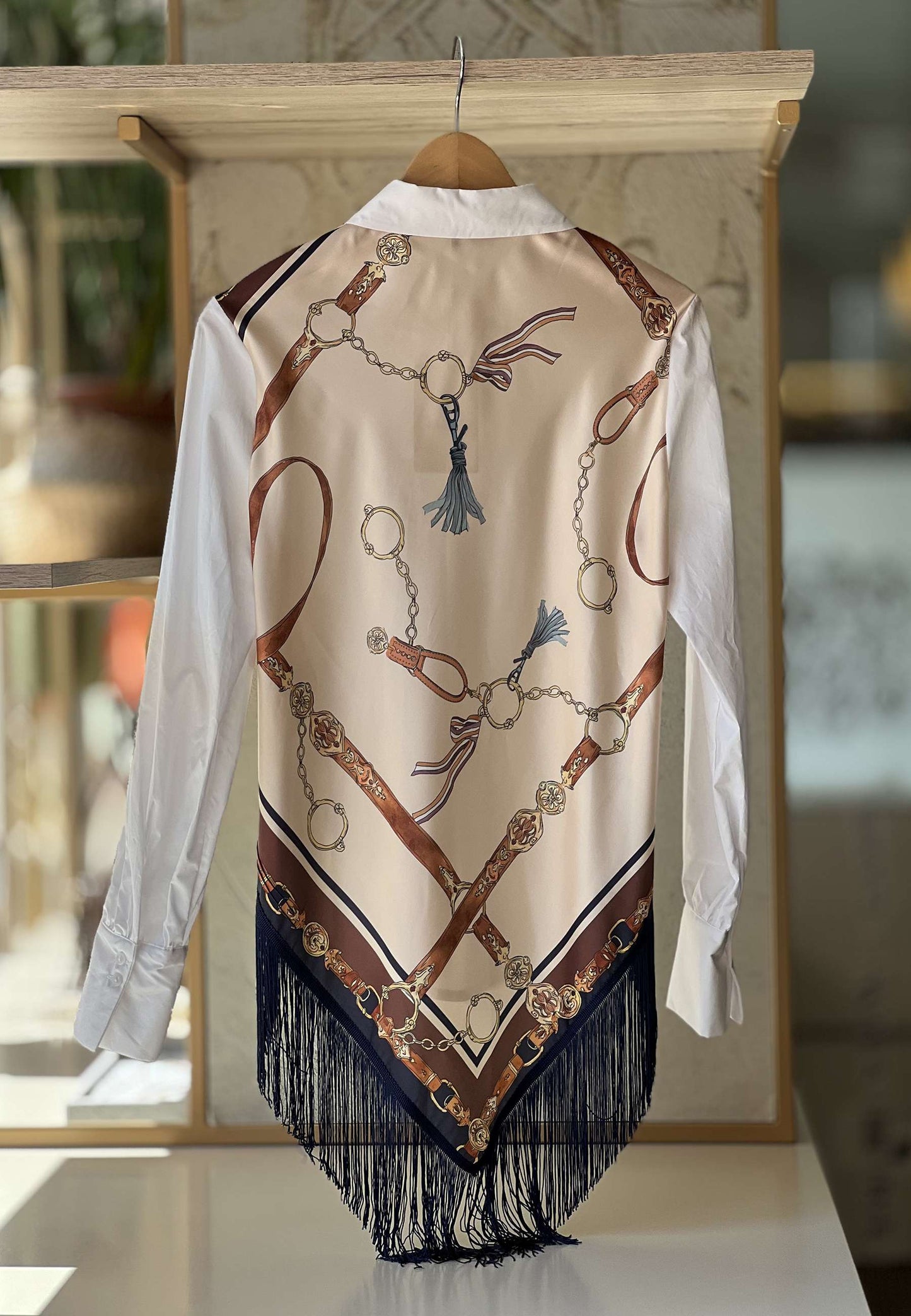 MOTEL- Camicia Foulard Frange Blu