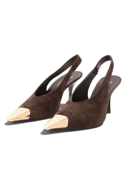 DIVINE FOLLIE - Slingback Scamosciate con Tacco Stiletto Moro
