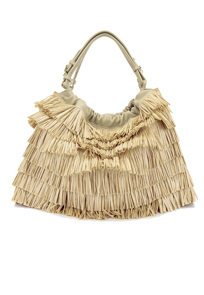 LA CARRIE - Shopping Bag In Raffia Beige