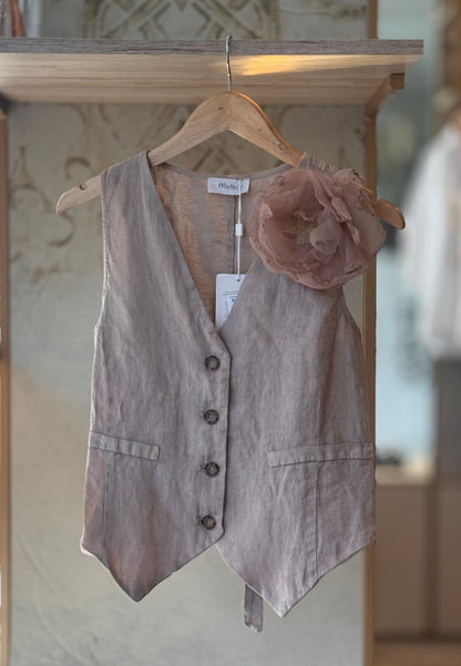 MOTEL - Gilet In Lino Sabbia
