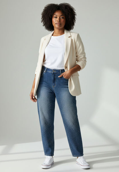 SUSY STAR CURVY - Jeans Barrel Strass Denim