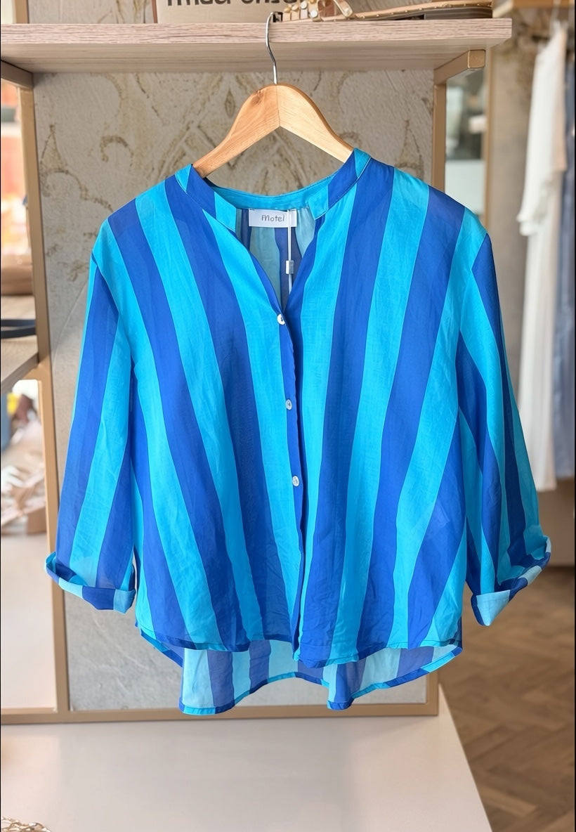 MOTEL - Camicia A Righe Azzurro/Blu