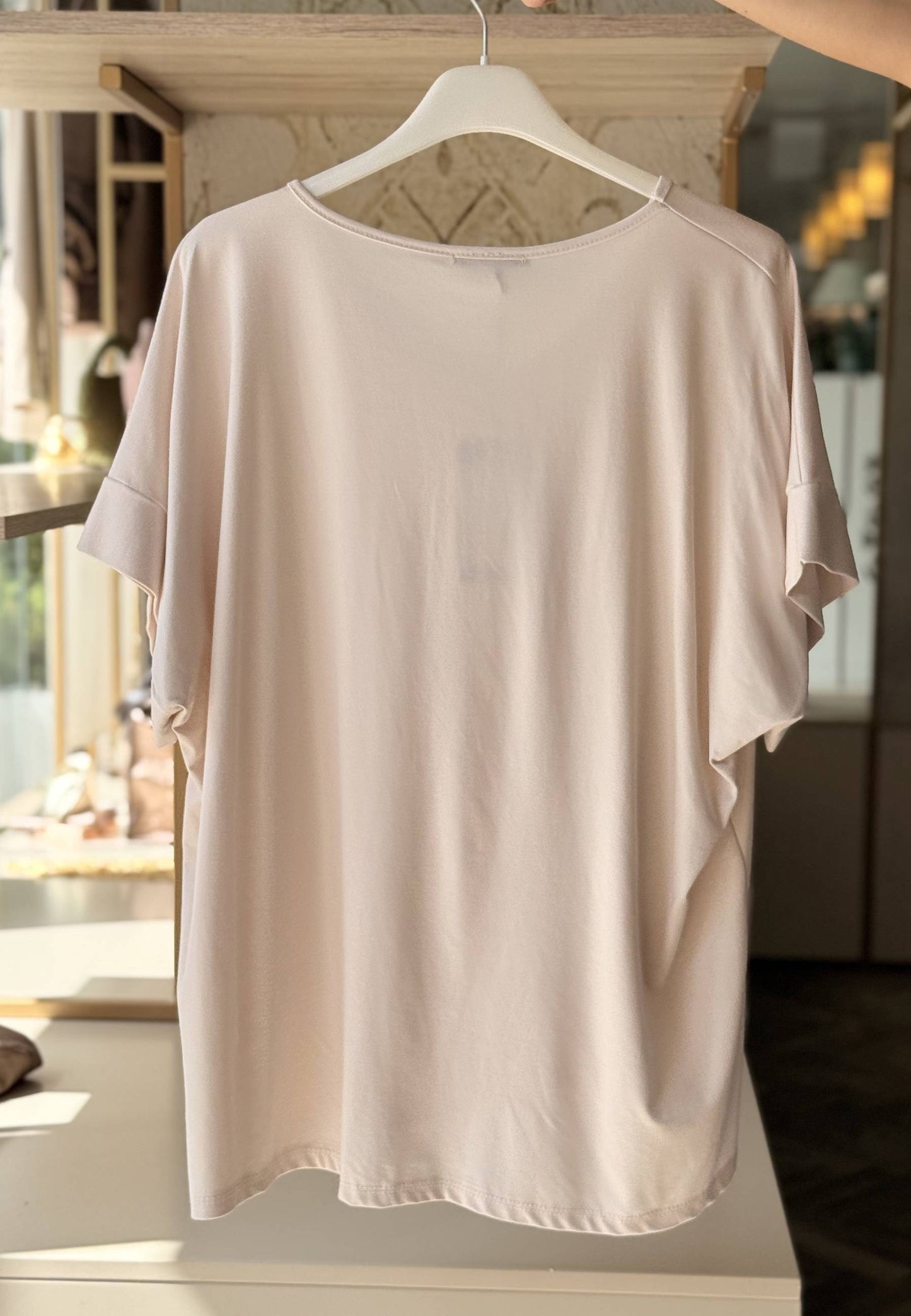 SUSY STAR CURVY - Completo Blusa V + Pantaloni Rosa Nude