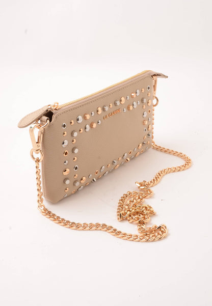 LA CARRIE - Pochette Portafoglio Explosion Vera Pelle Sand