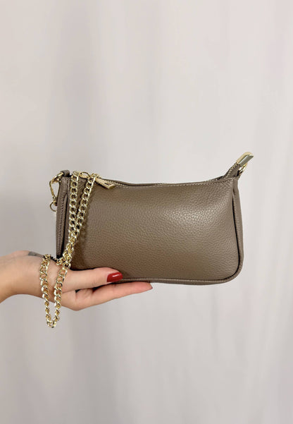 NUNZIA - Borsetta Vera Pelle ALICE Taupe