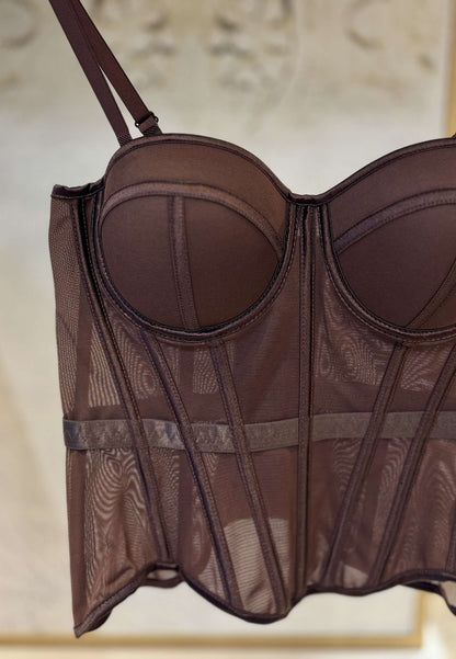 NUNZIA - Corsetto Bustier Marrone