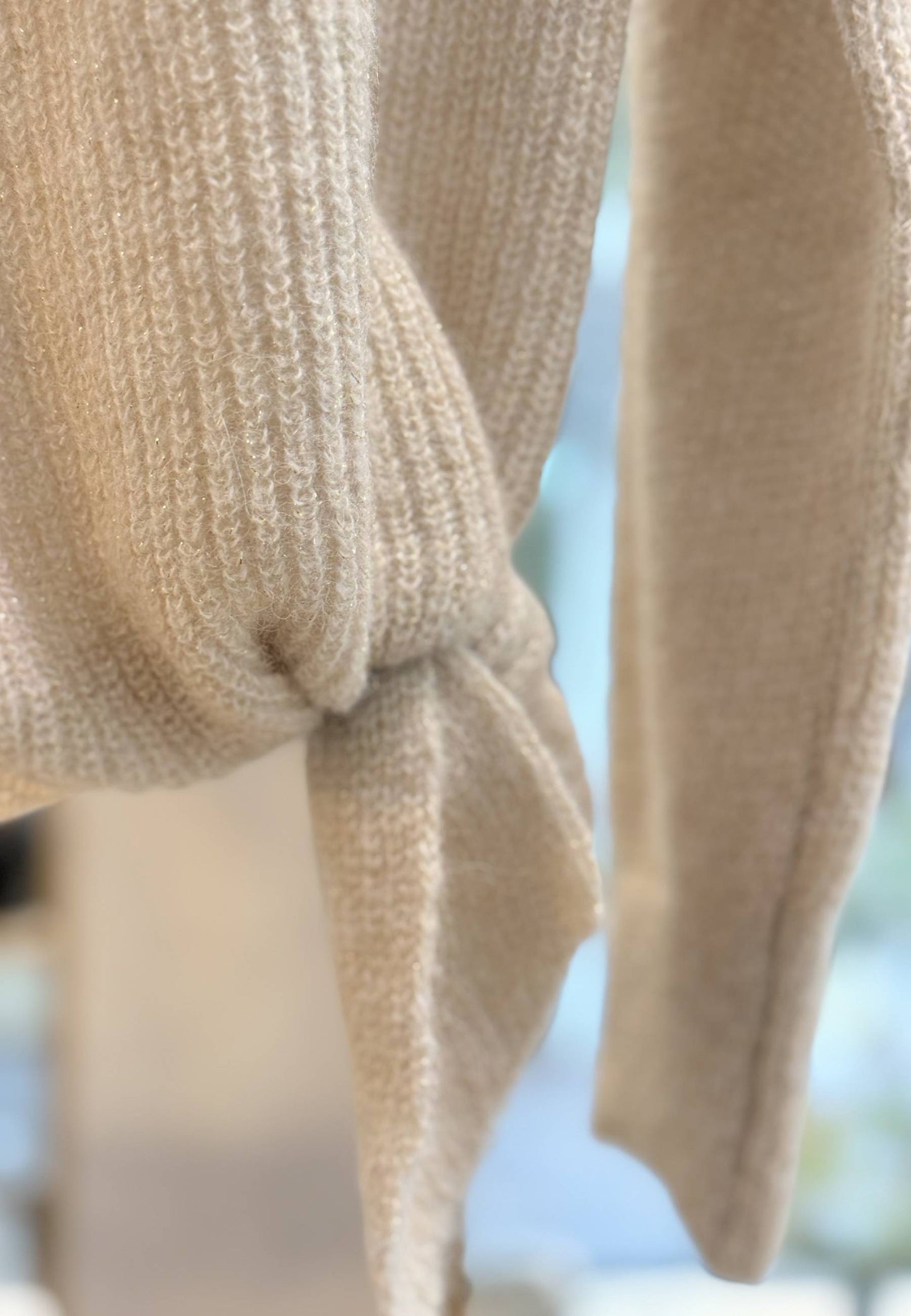 MOTEL - Maglioncino Nodo Lurex Avorio