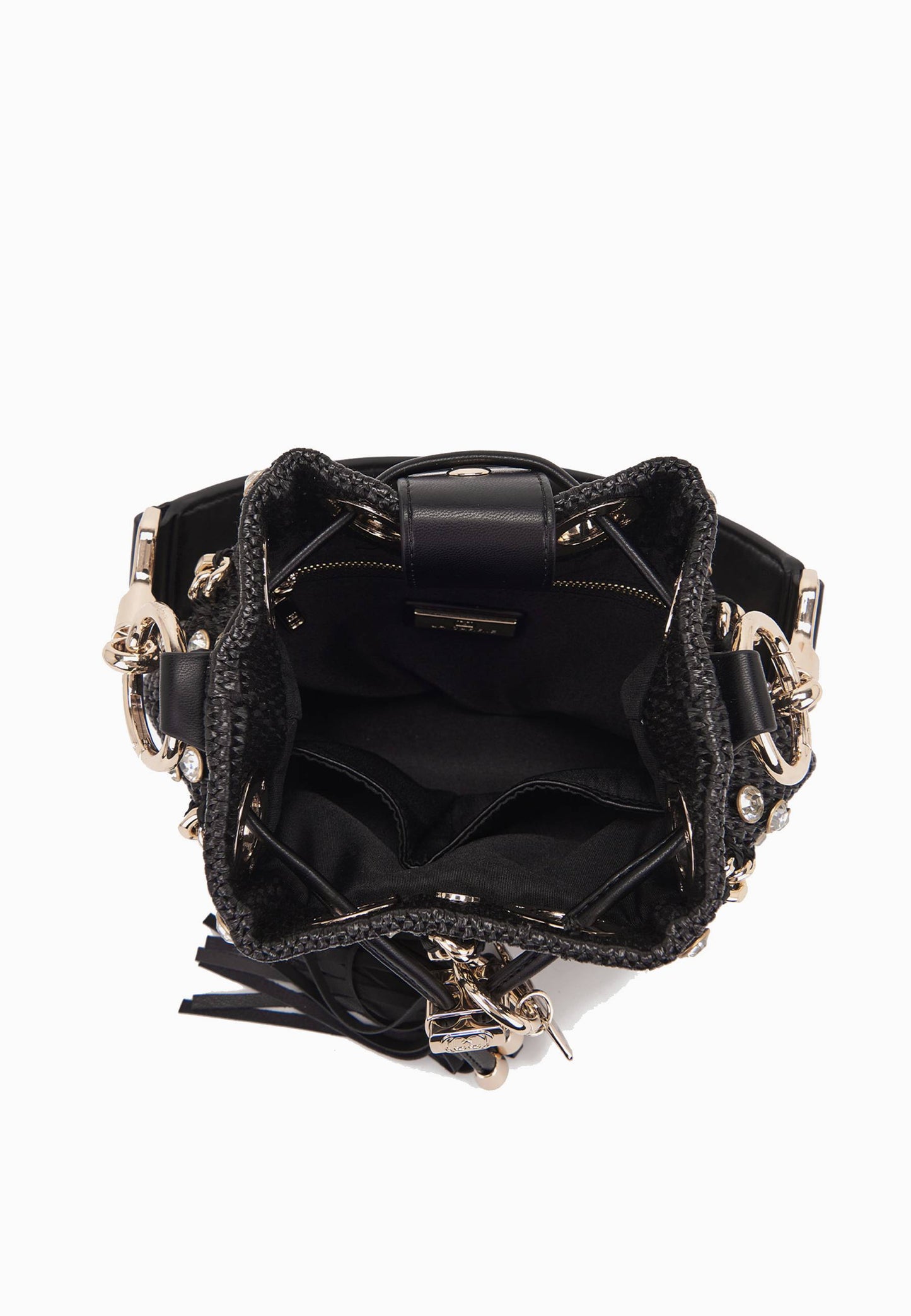 LA CARRIE - Secchiello Piccolo Mirror Raffia Nero