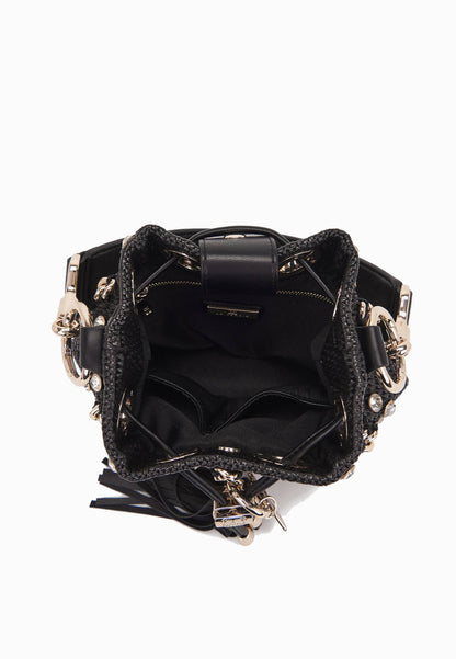 LA CARRIE - Secchiello Piccolo Mirror Raffia Nero
