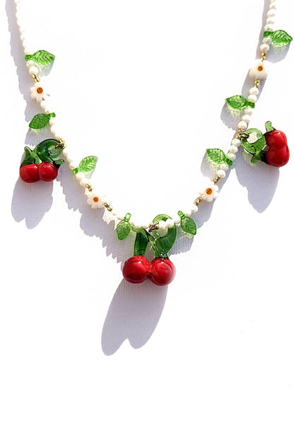 LARA11 - Collana Girocollo In vetro CHERRY BLOSSOM