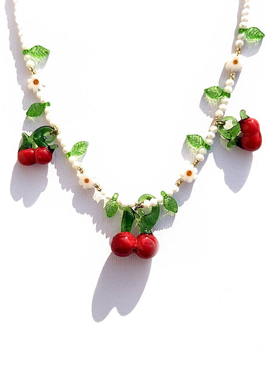 LARA11 - Collana Girocollo In vetro CHERRY BLOSSOM