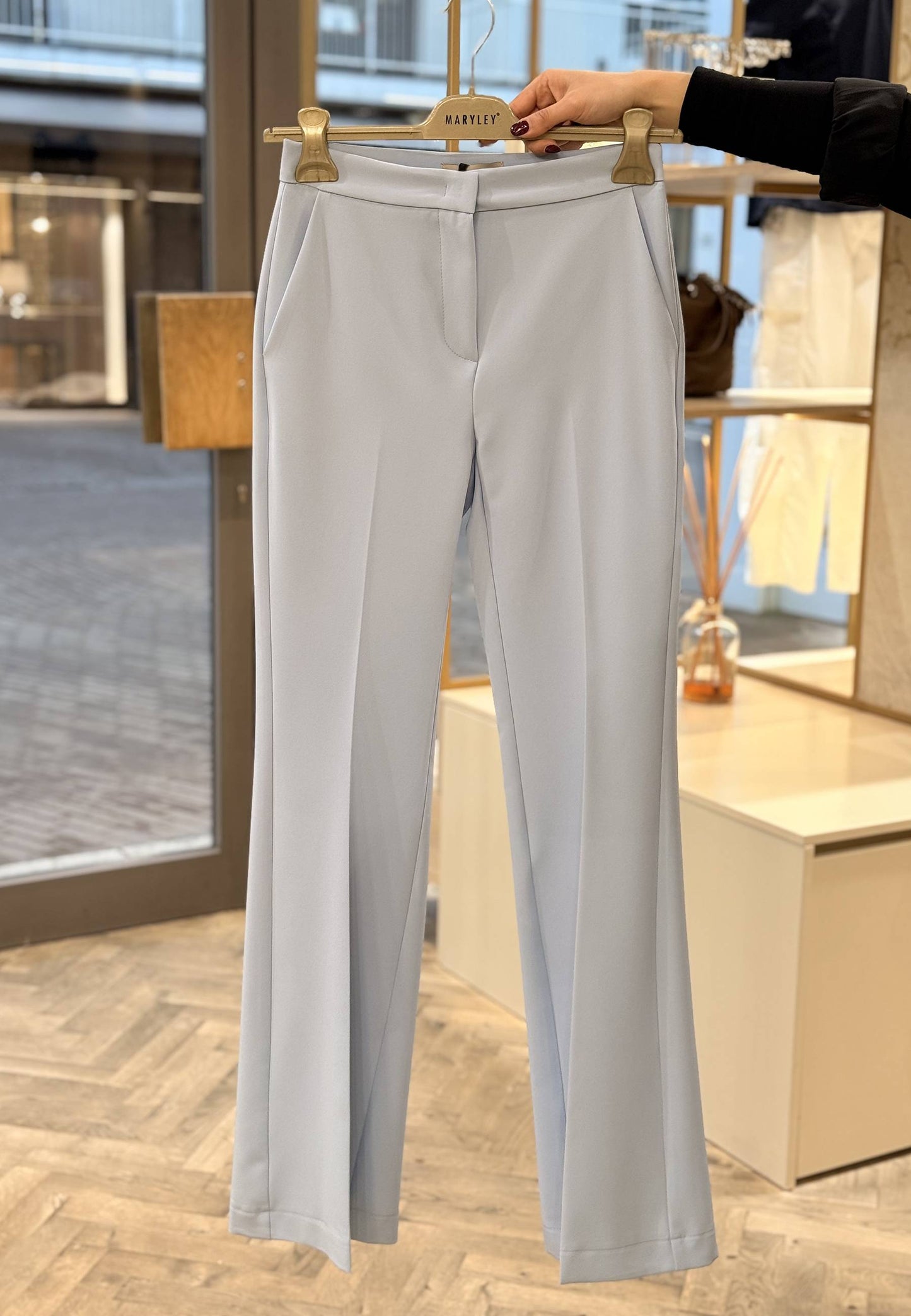 MARYLEY - Pantalone Fluido Trombetta Azzurro
