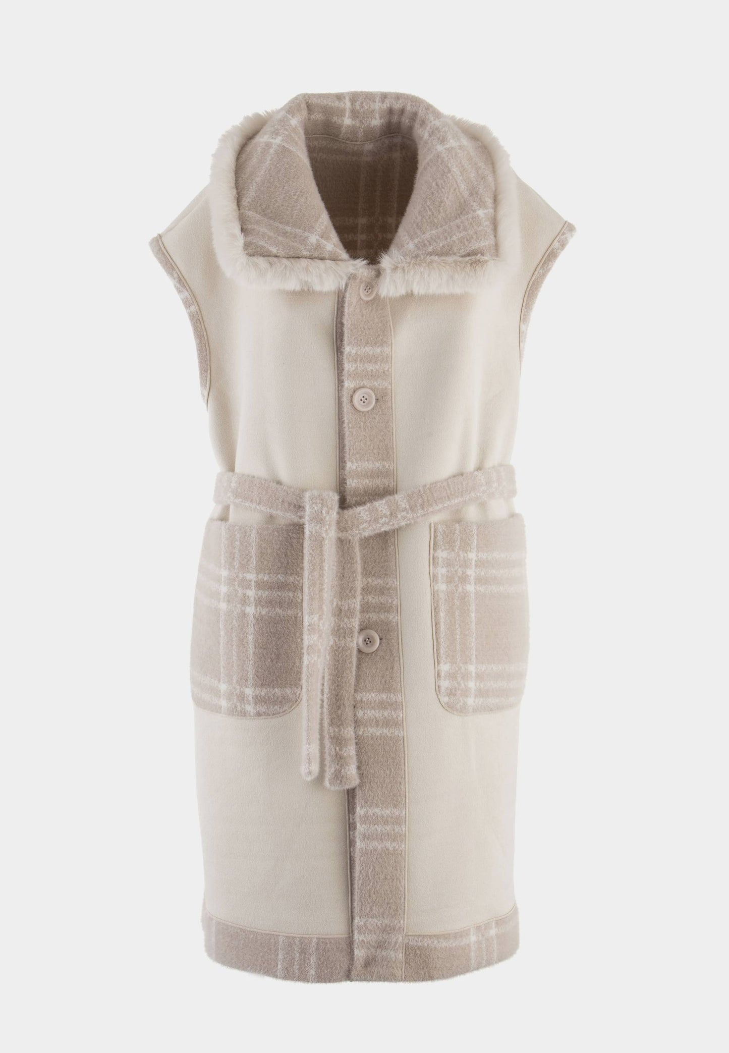 ALEX MAX - Gilet Con Eco pelliccia Reverse Panna