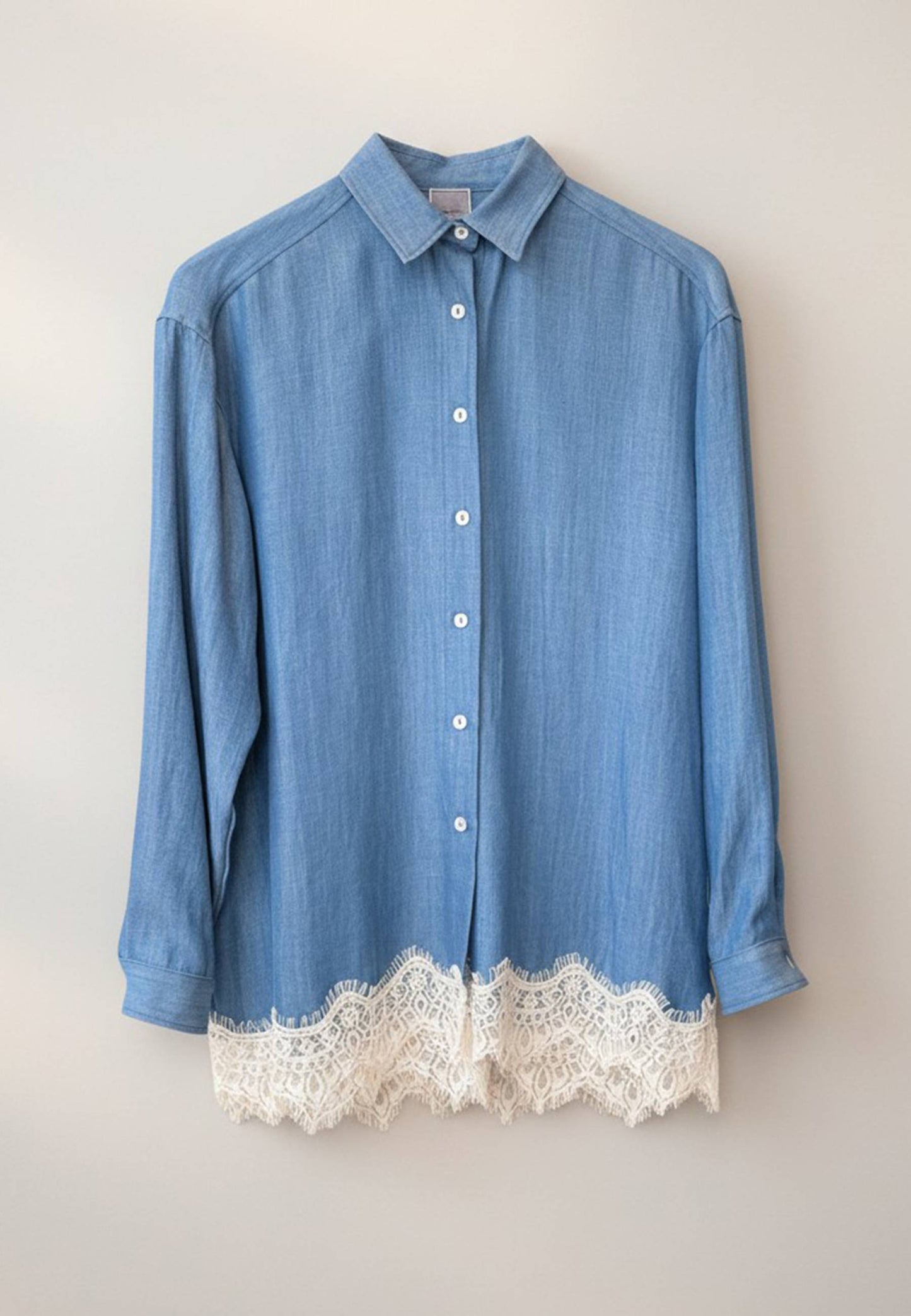MINERVA - Camicia Manica Lunga Pizzo Chambrie