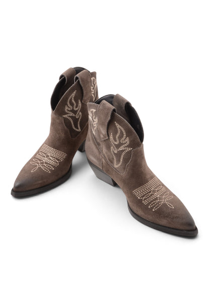 DIVINE FOLLIE - Stivaletto Texano Con Ricami Carbone