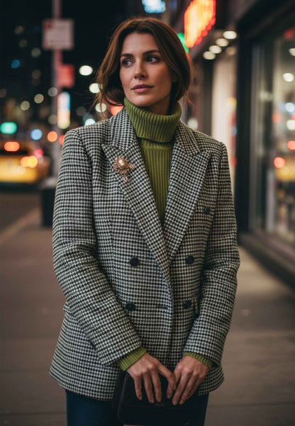 MOTEL - Blazer Pied De Poul E Spilla Verde Marrone