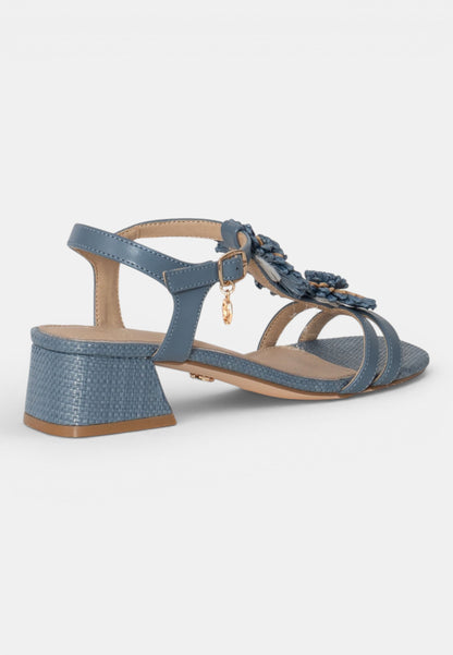 GOLD&GOLD - Sandalo Raffia e Fiori Celeste