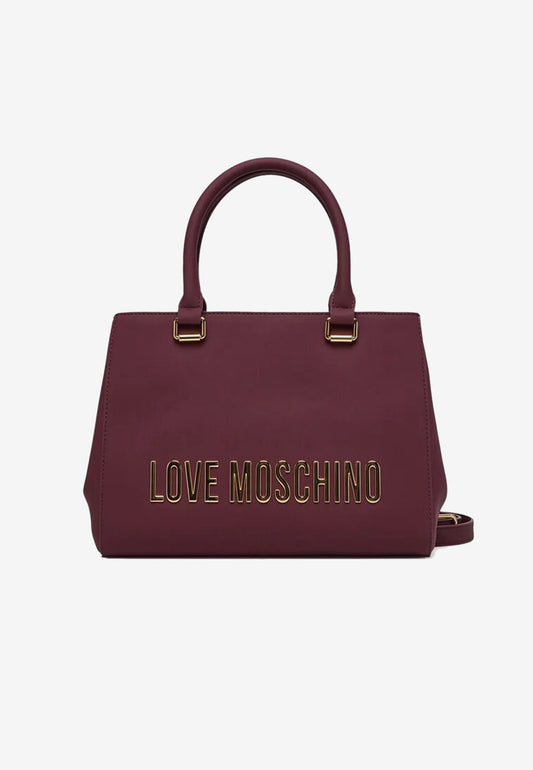 LOVE MOSCHINO - Borsa A Mano Lettering Soft Touch Vino