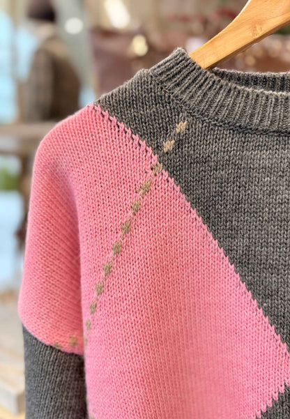 MOTEL - Pullover Rombi Rosa Lime