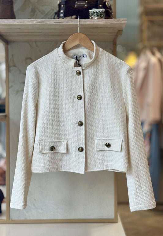 PLEASE - Giacca Chanellina Ecrù