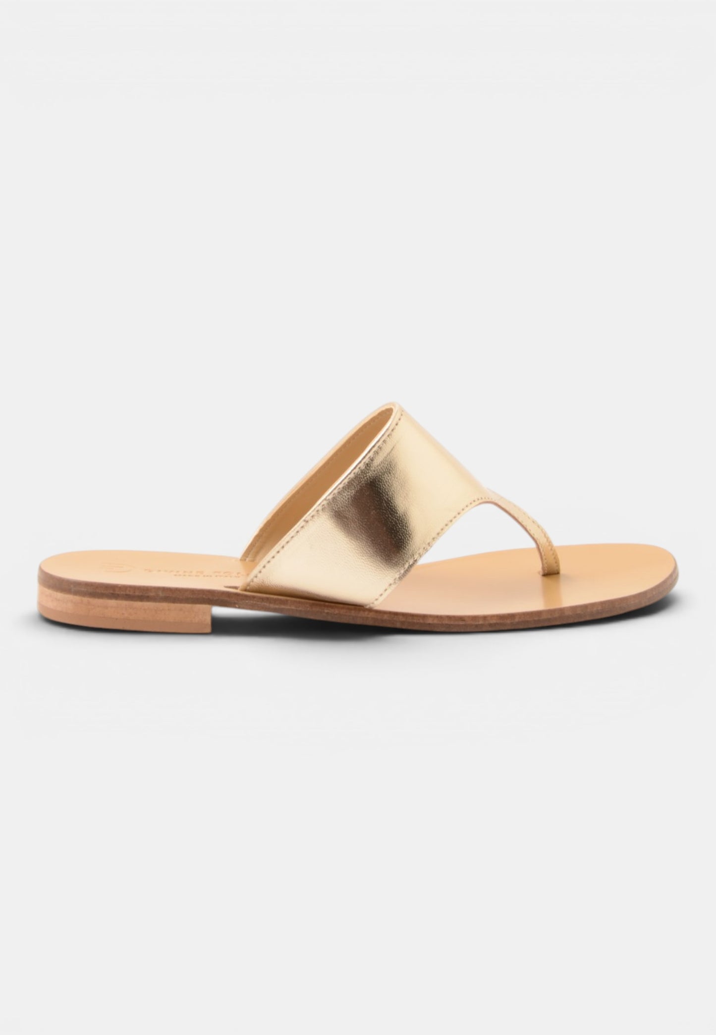 DIVINE FOLLIE - Sandalo Infradito Flat in Pelle Laminata Oro