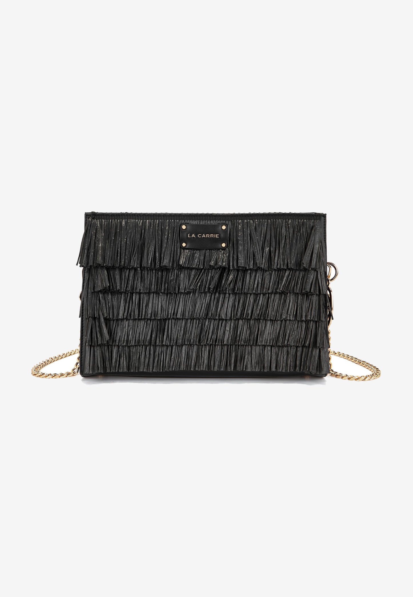 LA CARRIE - Pochette In Raffia Sunflower Nero