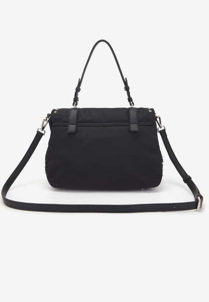 LA CARRIE - Shopping Bag Dark Nylon Borchie Nero