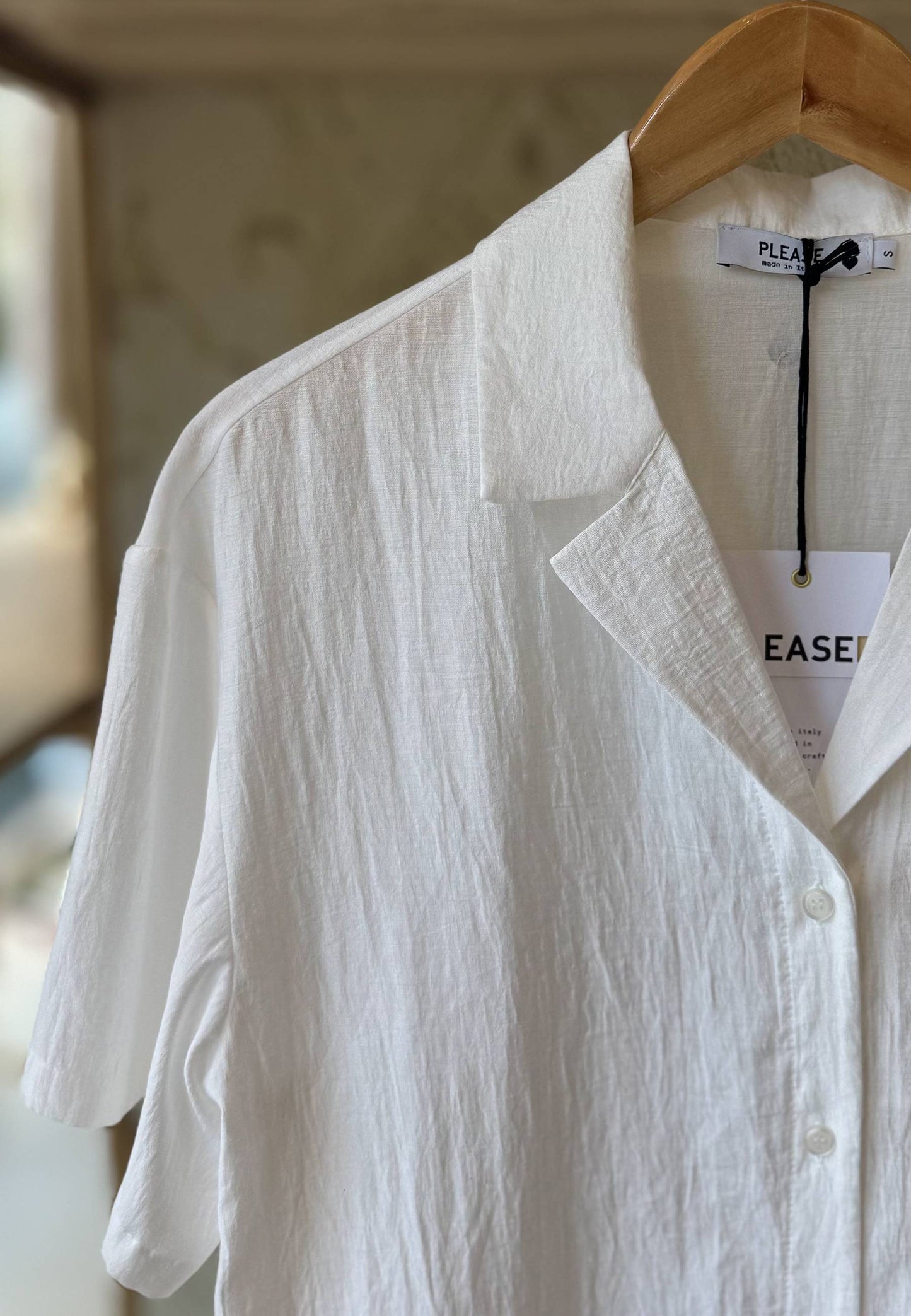 PLEASE - Camicia Crop Bianco Seta
