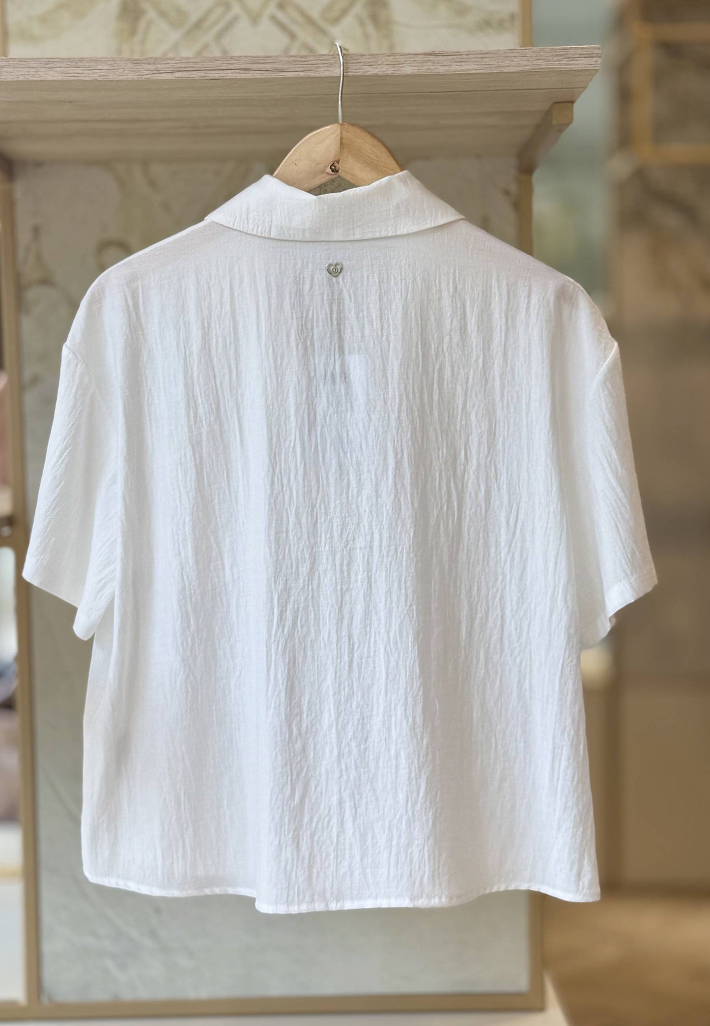 PLEASE - Camicia Crop Bianco Seta