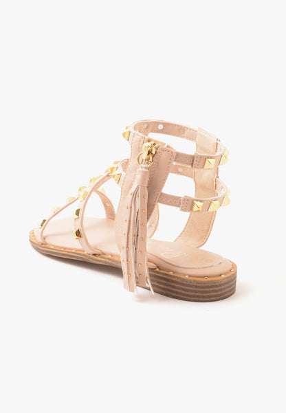DIVINE FOLLIE - Sandalo Borchie Zip Nude