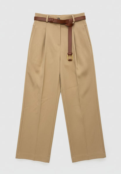 MARYLEY - Pantalone Vita Alta In Gabardine Kaki
