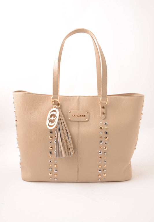 LA CARRIE - Shopping Bag Explosion Vera Pelle Sand